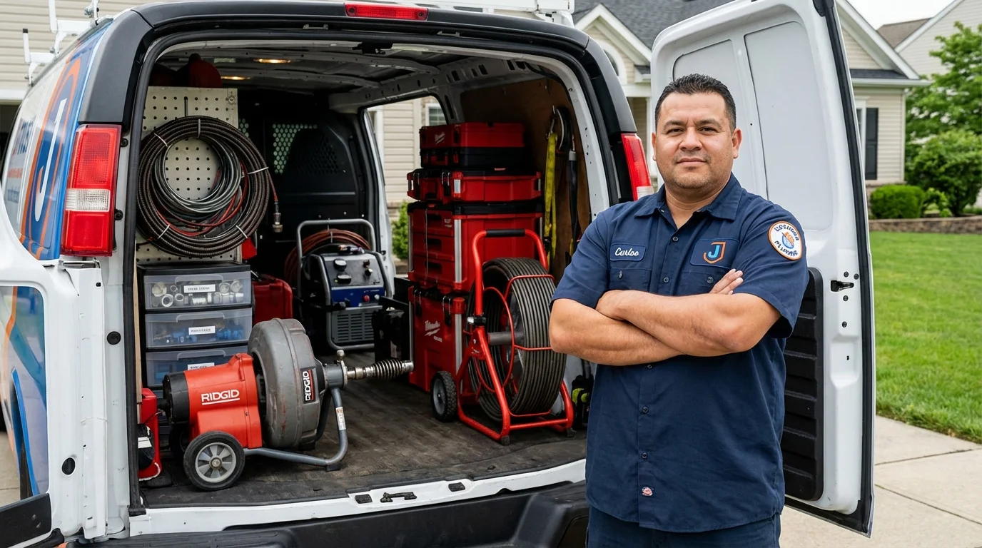 Professional drain cleaning equipment and Johns Plumbing LLC plumber in Wise
