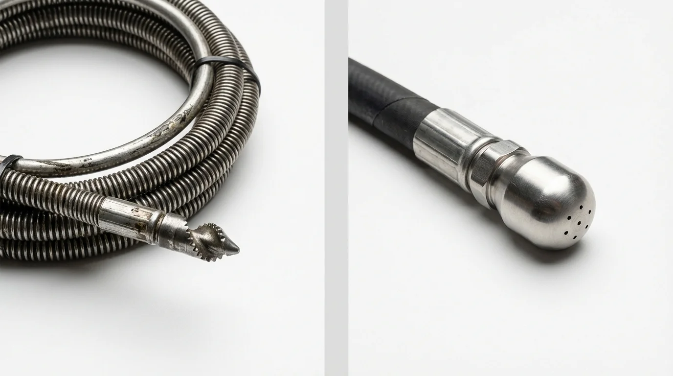 Drain snake cable and hydro jetting nozzle used for drain cleaning in Wise, VA