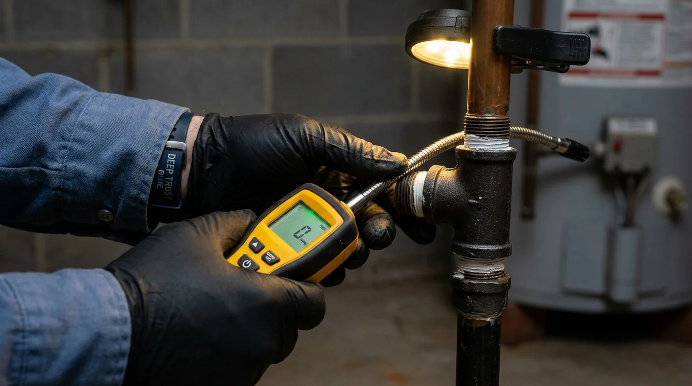 Gas leak detection with electronic sniffer by Johns Plumbing LLC in Wise